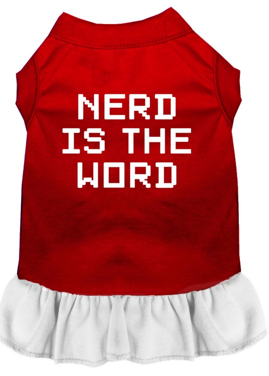 Nerd is the Word Screen Print Dress Red with White Med